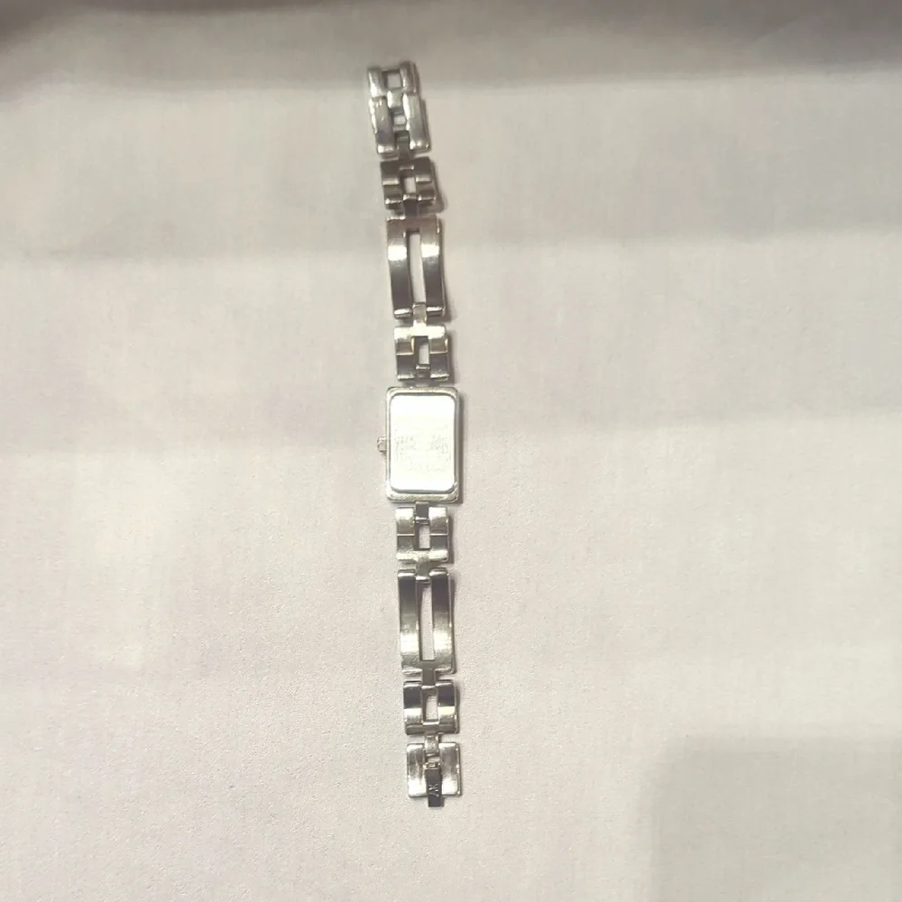 Watch Silver Colored Ann Klein Link Bracelet Style W/Light Blue Face